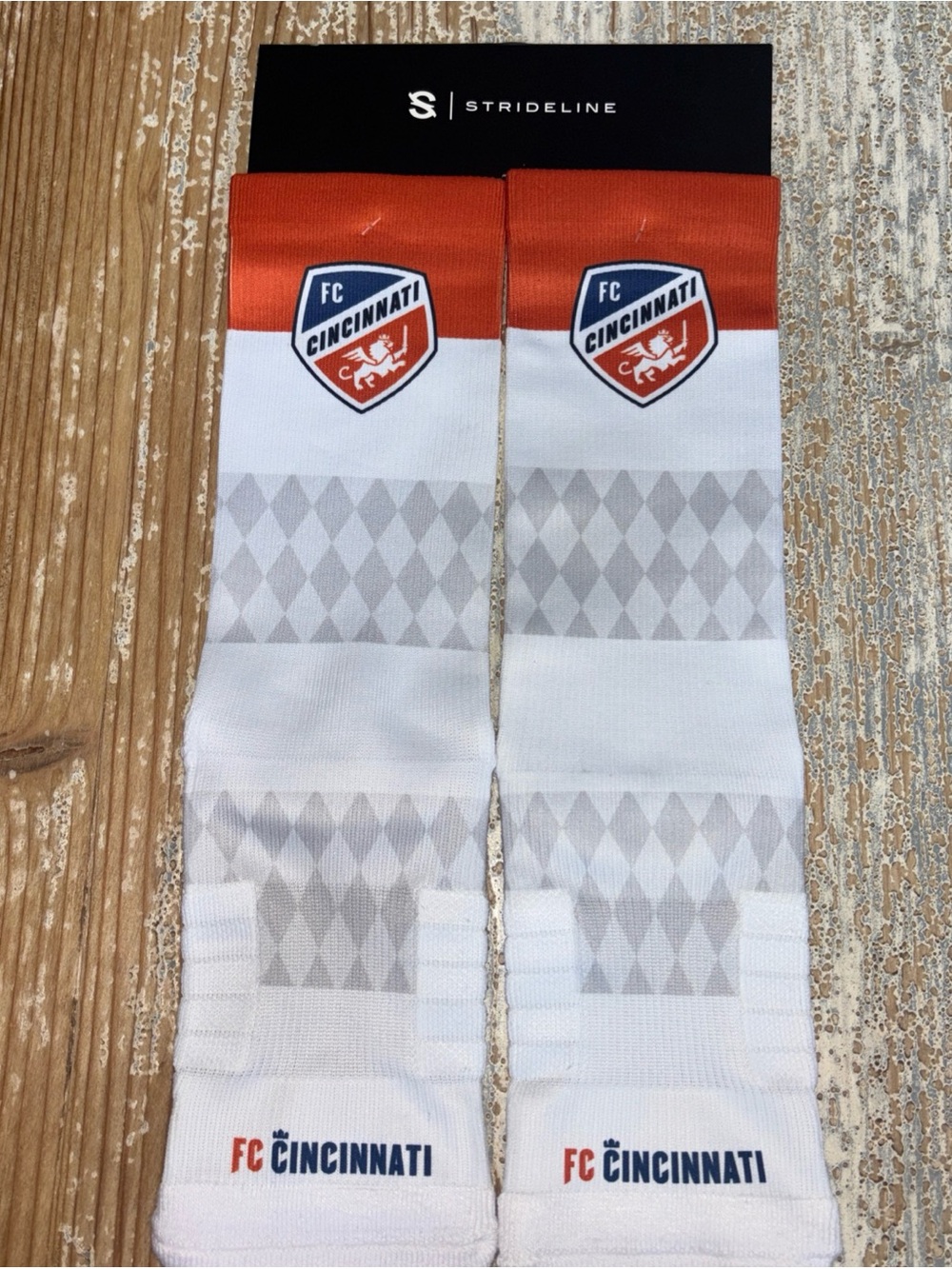 Strideline FC Cincinnati Checker Orange White Socks